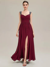 ever LANA|Gathered Chiffon Sleeveless Evening Dress