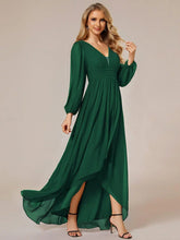 ever GRIFFIN|A-Line Pleated See-Through Long Lantern Midi Chiffon Bridesmaid Dress