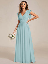ever LILYANA|Ruffles Sleeve Back Cutout A-Line Maxi Chiffon Bridesmaid Dress