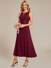 ever LIORAEL|Chiffon Midi Bridesmaid Dress With Ruched Waist