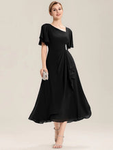 ever LILOU| Elegant Chiffon Ruffle Sleeve Formal Dress
