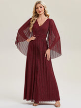 ever ISLA|Deep V-Neck Mesh Batwing Sleeve Evening Dress