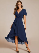 ever LARK|Pleated Chiffon Ruffles Sleeve Midi Bridesmaid Dress