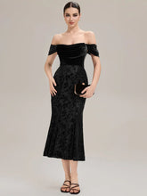 ever LENI|Cowl Neck Velvet Drop Shoulder Sleeve Wedding Guest Dress