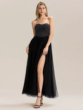 ever MELIORA|Strapless Tulle Embellished Formal Evening Dress