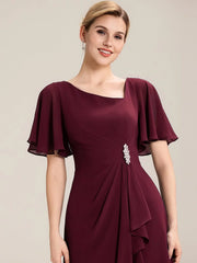 ever LILOU|Ruffle Sleeve Chiffon Midi Mother of the Bride Dress