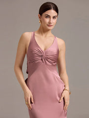 ever MINTA|Elegant Strappy Bow Back Satin Mermaid Bridesmaid Dress