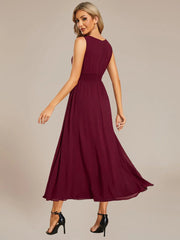 ever LIORAEL|Chiffon Midi Bridesmaid Dress With Ruched Waist