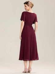 ever LILOU|Ruffle Sleeve Chiffon Midi Mother of the Bride Dress