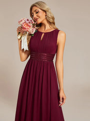 ever LIORAEL|Chiffon Midi Bridesmaid Dress With Ruched Waist