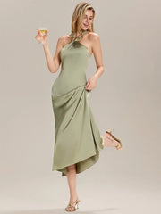 ever LENORA|Backless Satin Sleeveless Wedding Guest Dress