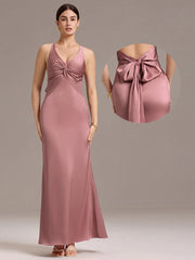 ever MINTA|Elegant Strappy Bow Back Satin Mermaid Bridesmaid Dress